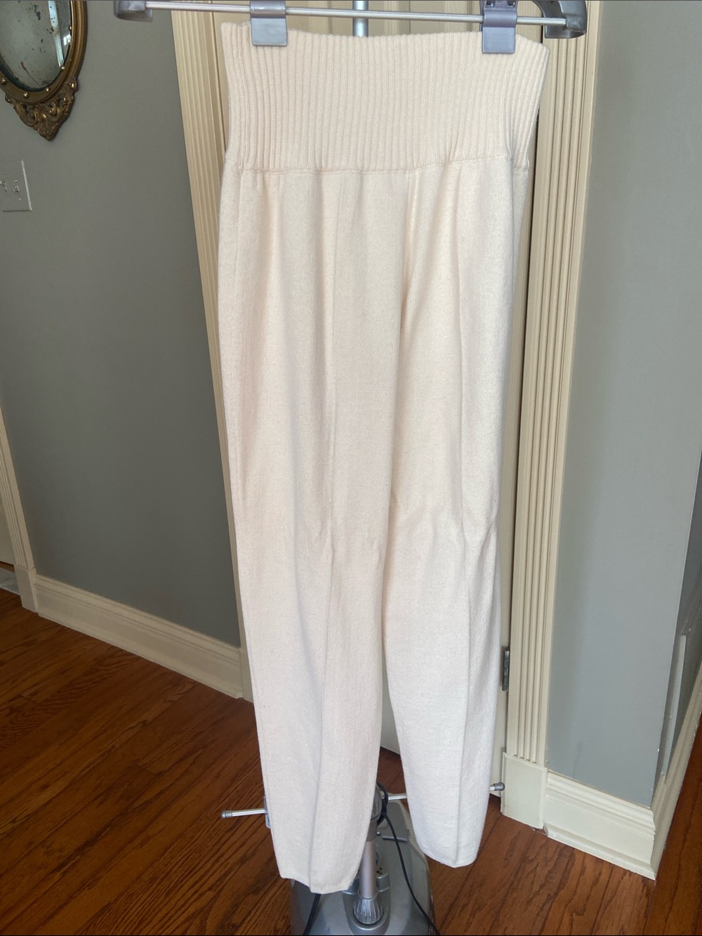 United Colors Of Benetton Cream Ribbed High-Waist Straight Leg Pants